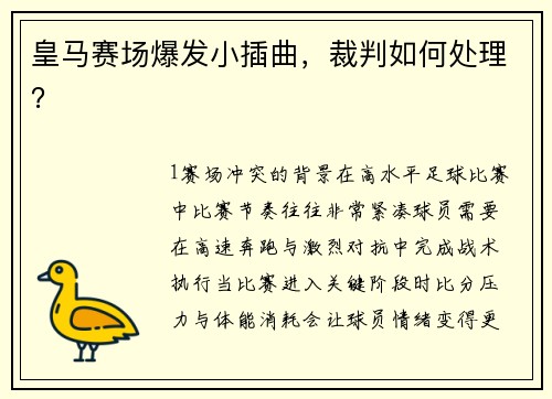 皇马赛场爆发小插曲，裁判如何处理？